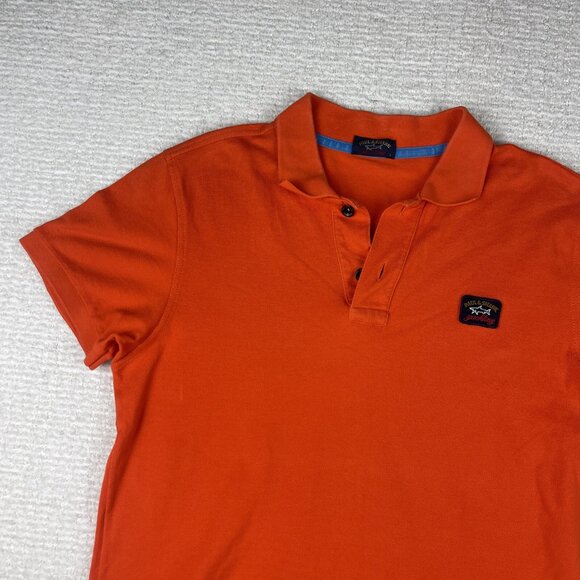 Paul & Shark Yachting Mens Sz Large Polo Orange Made in Italy - Picture 3 of 15